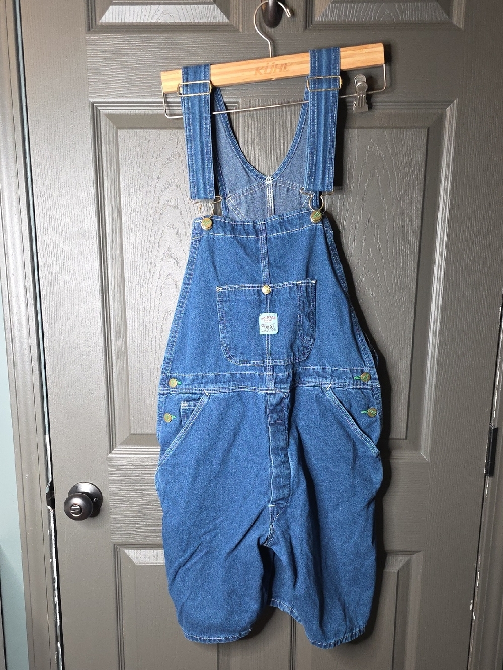 Pointer Brand Blue Denim Short Overalls with Front Pocket- VINTAGE SZ 34